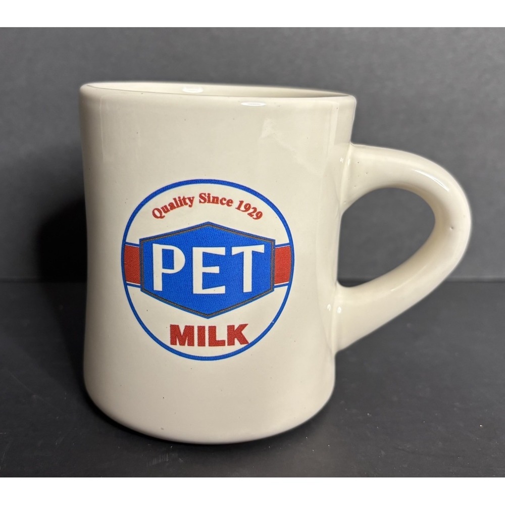 Pet Milk Coffee Mug Restaurant China Ware Heavy Advertising Logo Ceramic Vintage